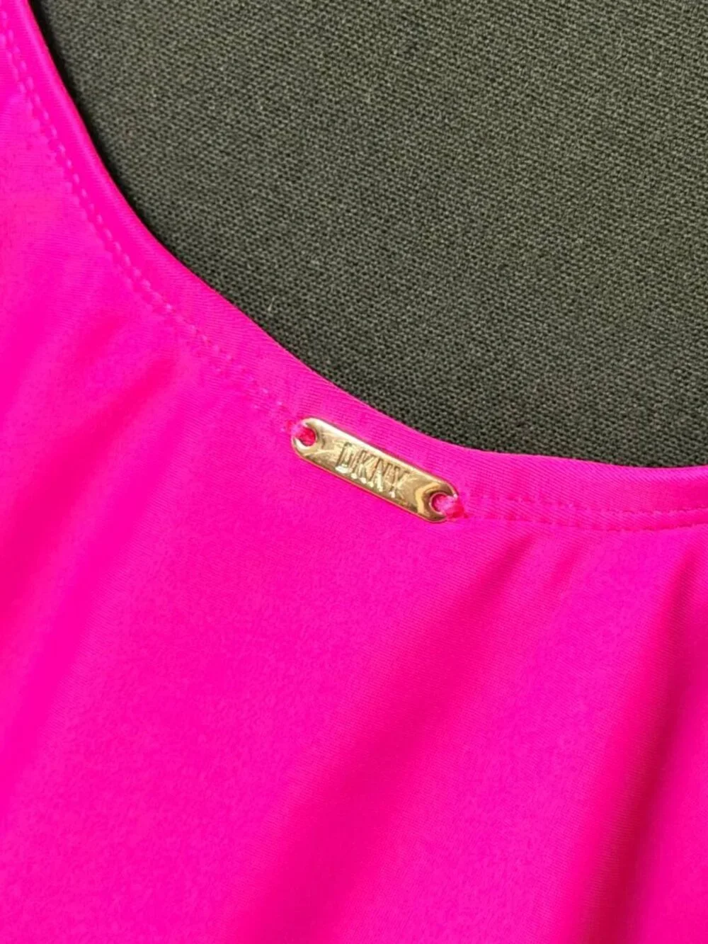 DKNY Hot Pink Ruffle Tankini Swim Top Vacation Resort Style